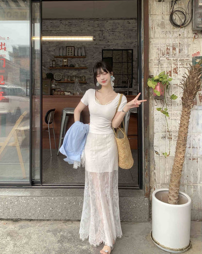 Soft Lace Long Skirt SK27 (M)