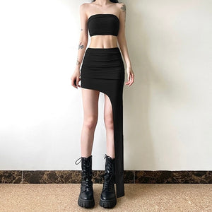 Black Unequal Skirt