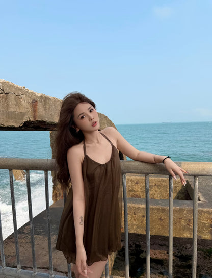 Chocolate Mesh Mini Dress/Top