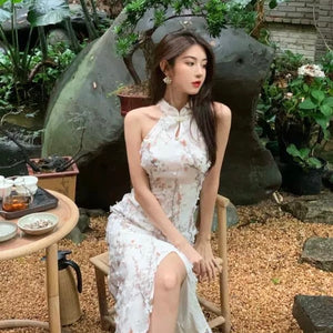 3D Floral Cheongsam Long Dress (XL)