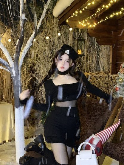 Waist Cut Long Sleeve Dress