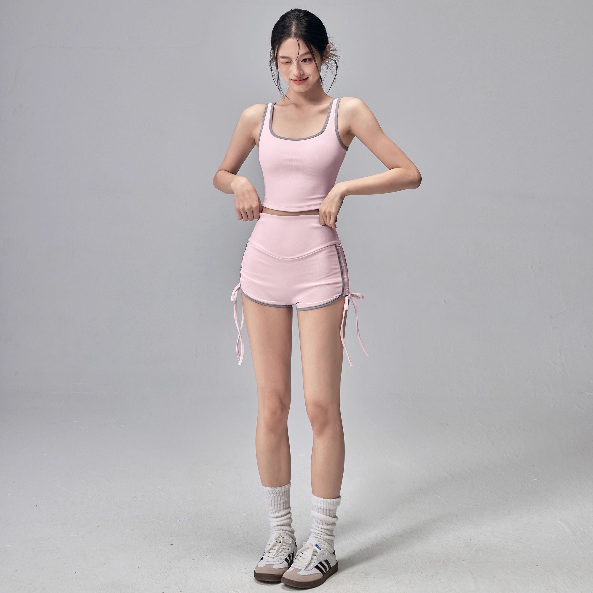 Pink Top + Short Two Pieces Set