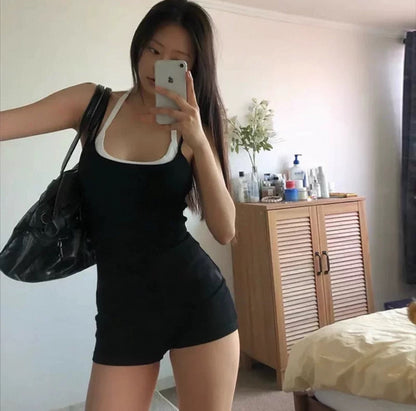 White Black Strap Swimsuit