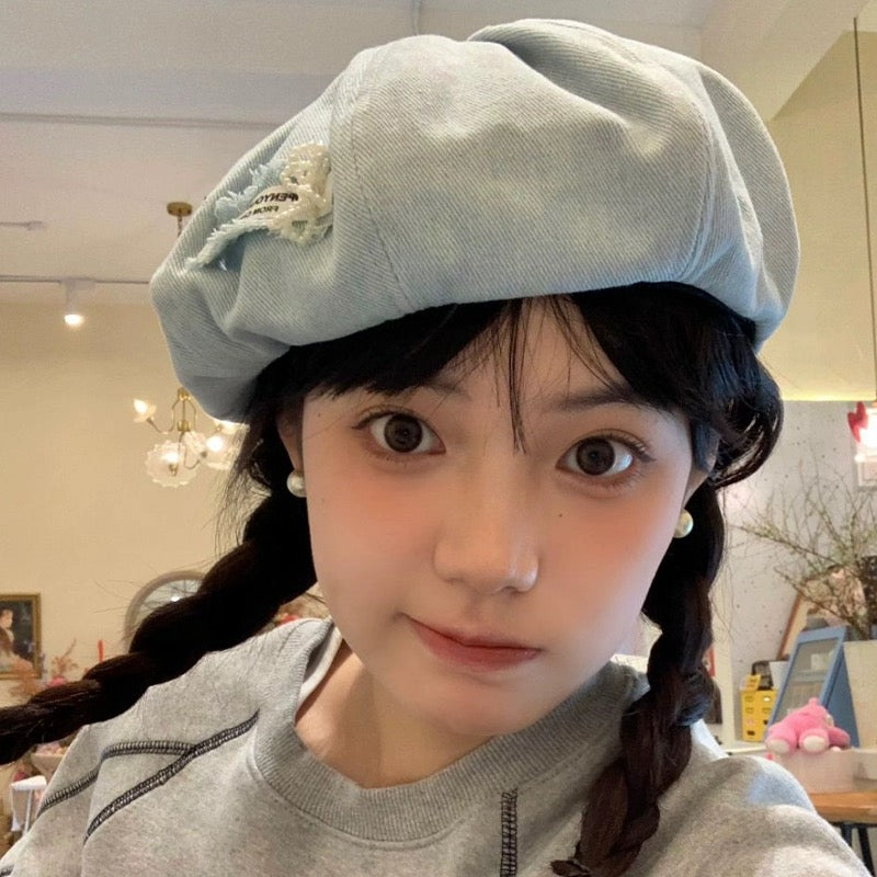 Denim Blue Beret Hat