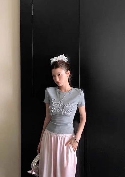 Pearl Mix Lace Top (Grey, Black)