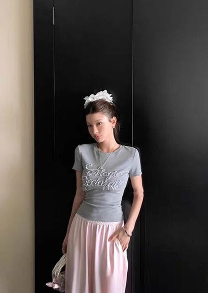 Pearl Mix Lace Top (Grey, Black)