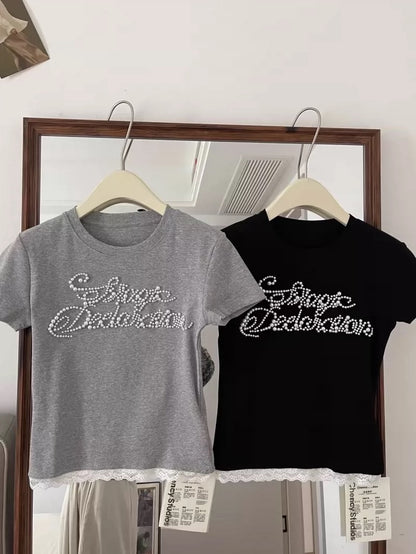 Pearl Mix Lace Top (Grey, Black)