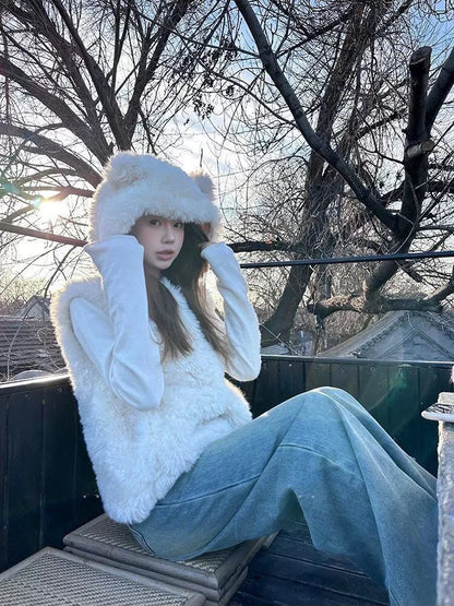 Teddy Furry  White Vest Top