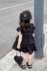 Little Girl Halter Collar Black Dress