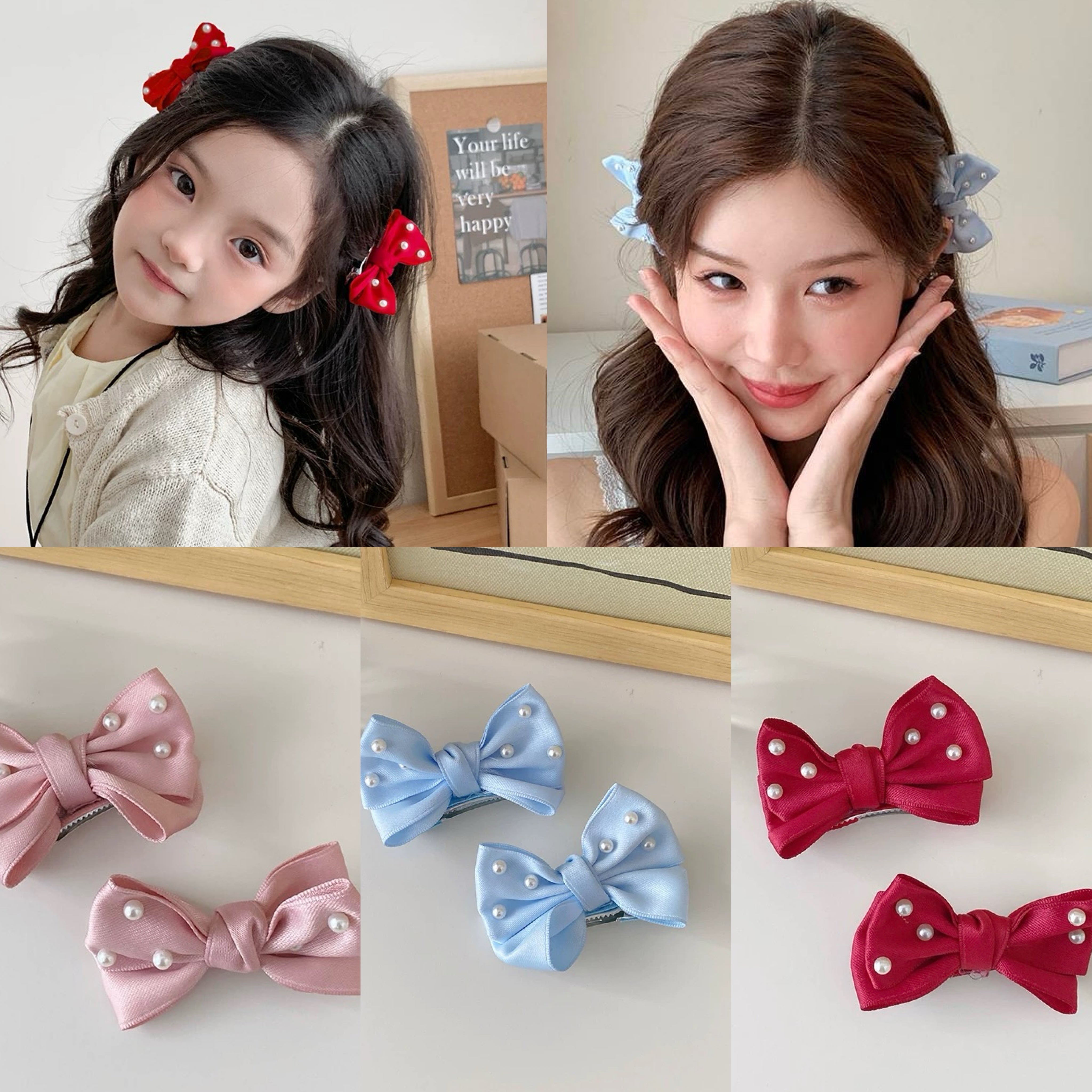 R001 White Pearl Ribbon Hair Clip – Hearts & Kisses Fashion Boutique