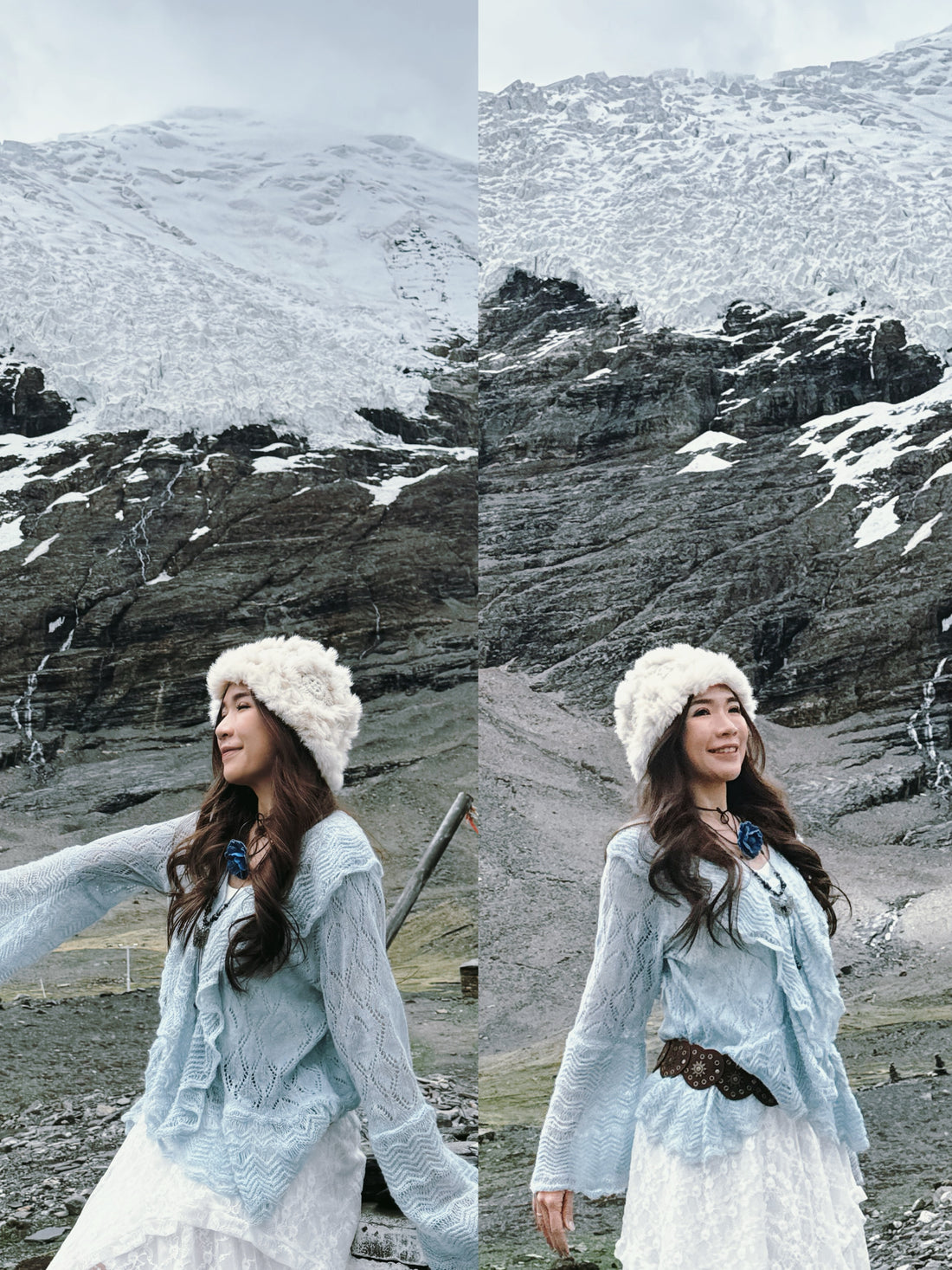 Blue Long Sleeve Knitted Top Outerwear