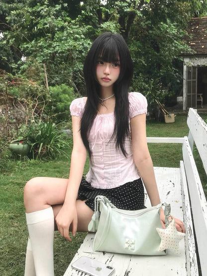 Puff Sleeve Pink Top