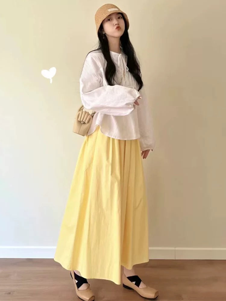 Yellow A Line Long Skirt
