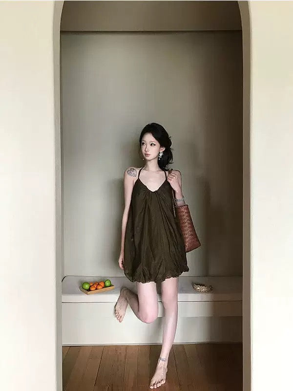 Chocolate Mesh Mini Dress