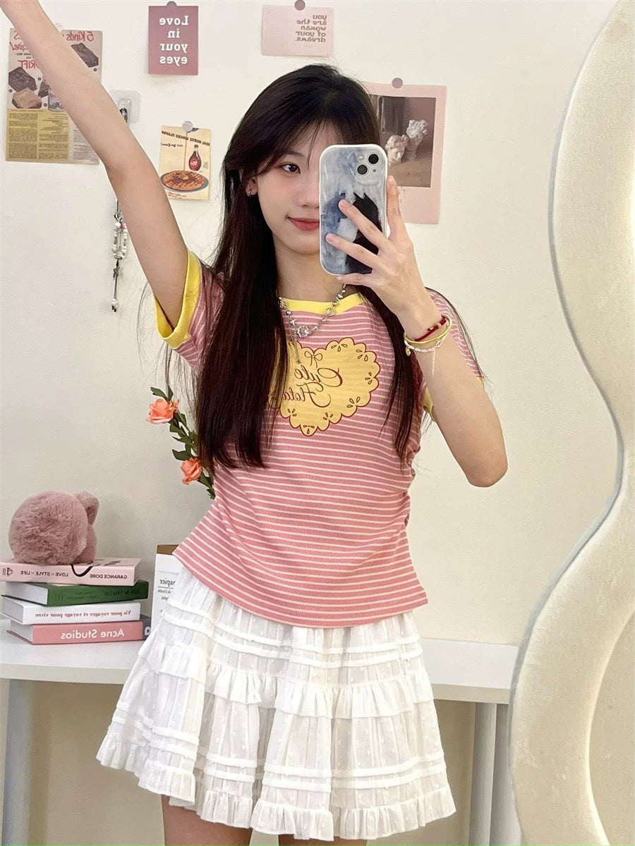 Pink Stripe Crop Top