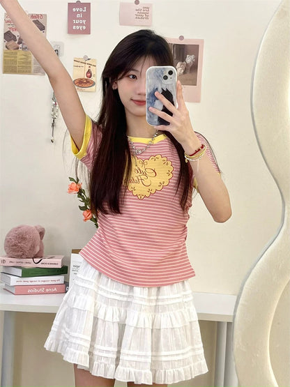 Pink Stripe Crop Top