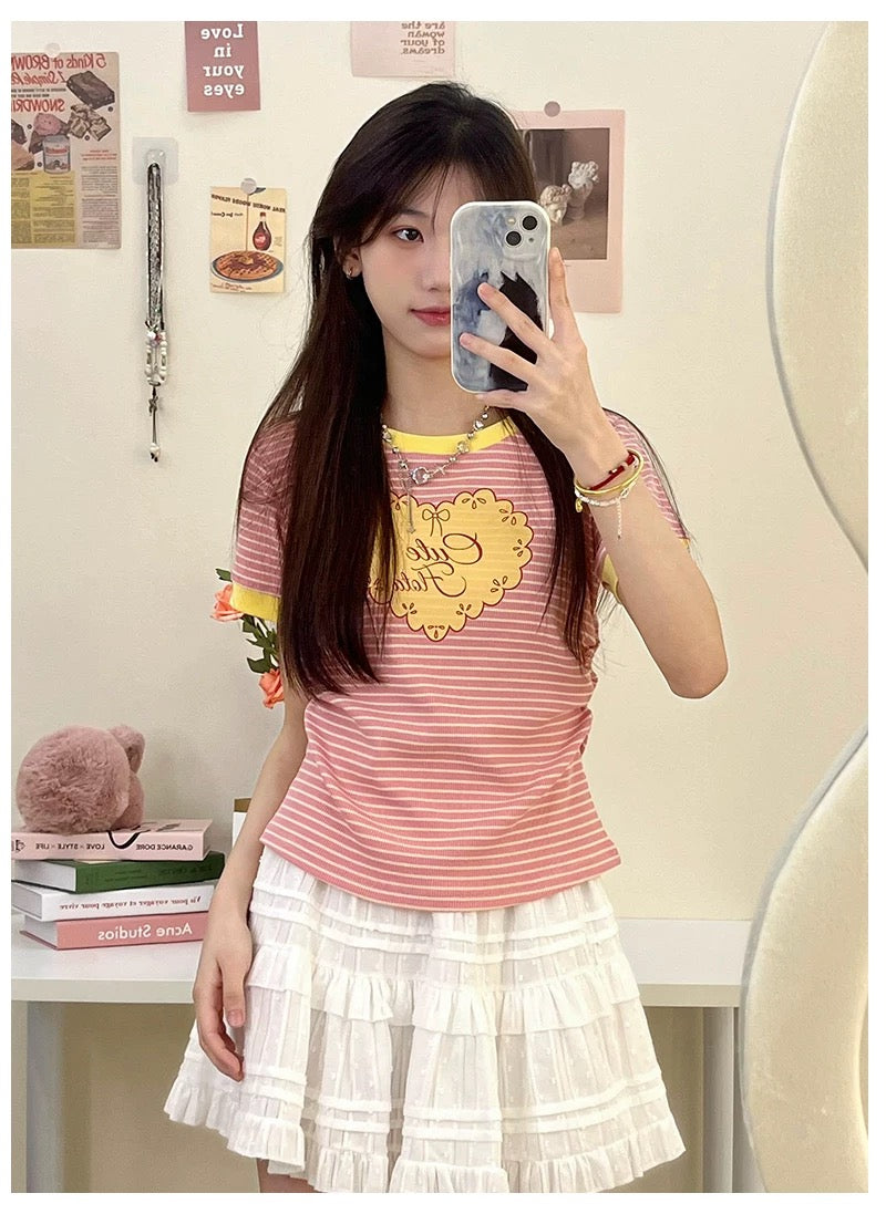 Pink Stripe Crop Top