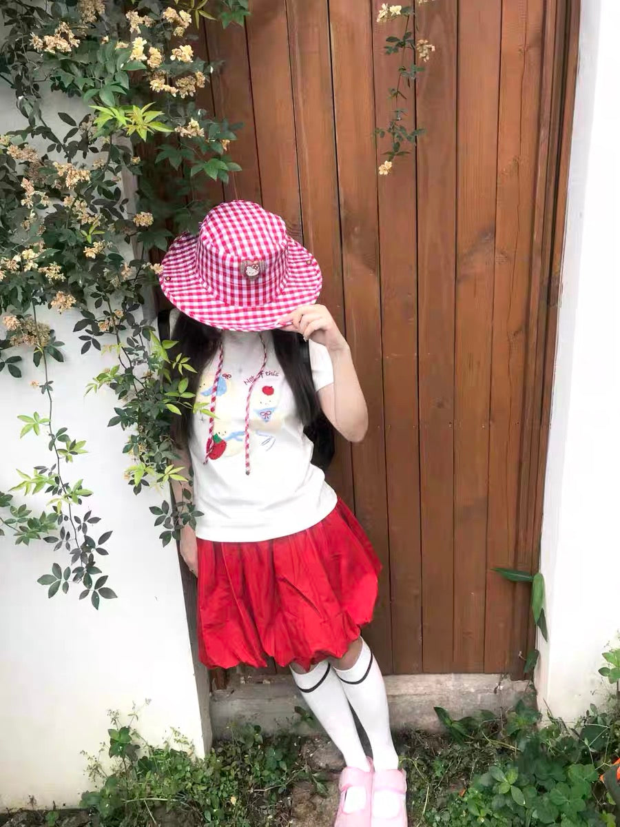 Thin High Waist Lantern Skort Skirt SK14 (Red)