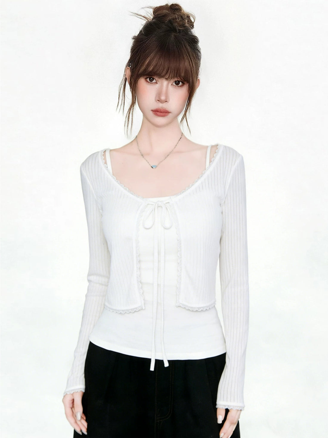 C013 Thin Knitted Cardigan (White)