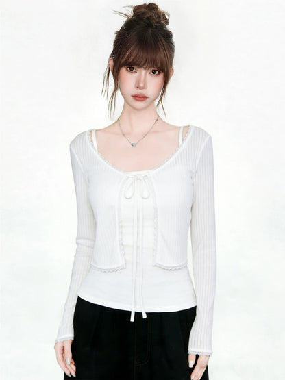 C013 Thin Knitted Cardigan (White)