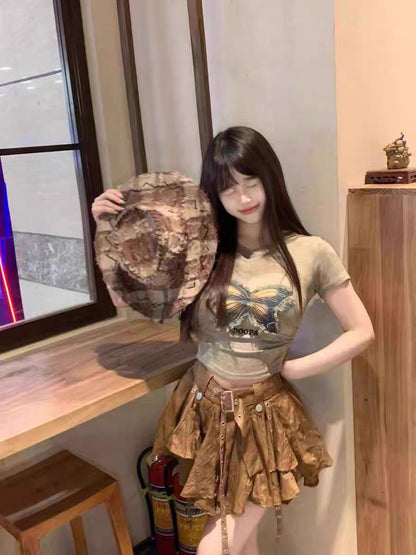 Brown Skirt with belt