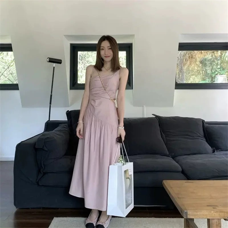 Pink Side Waist Cut Strap Dress