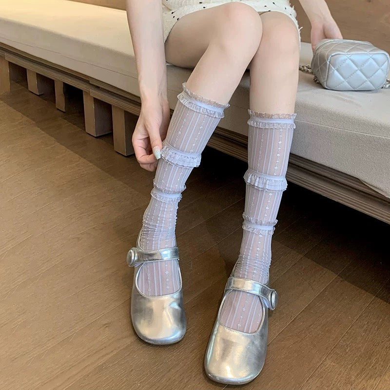 S006 Lace Socks (Grey)