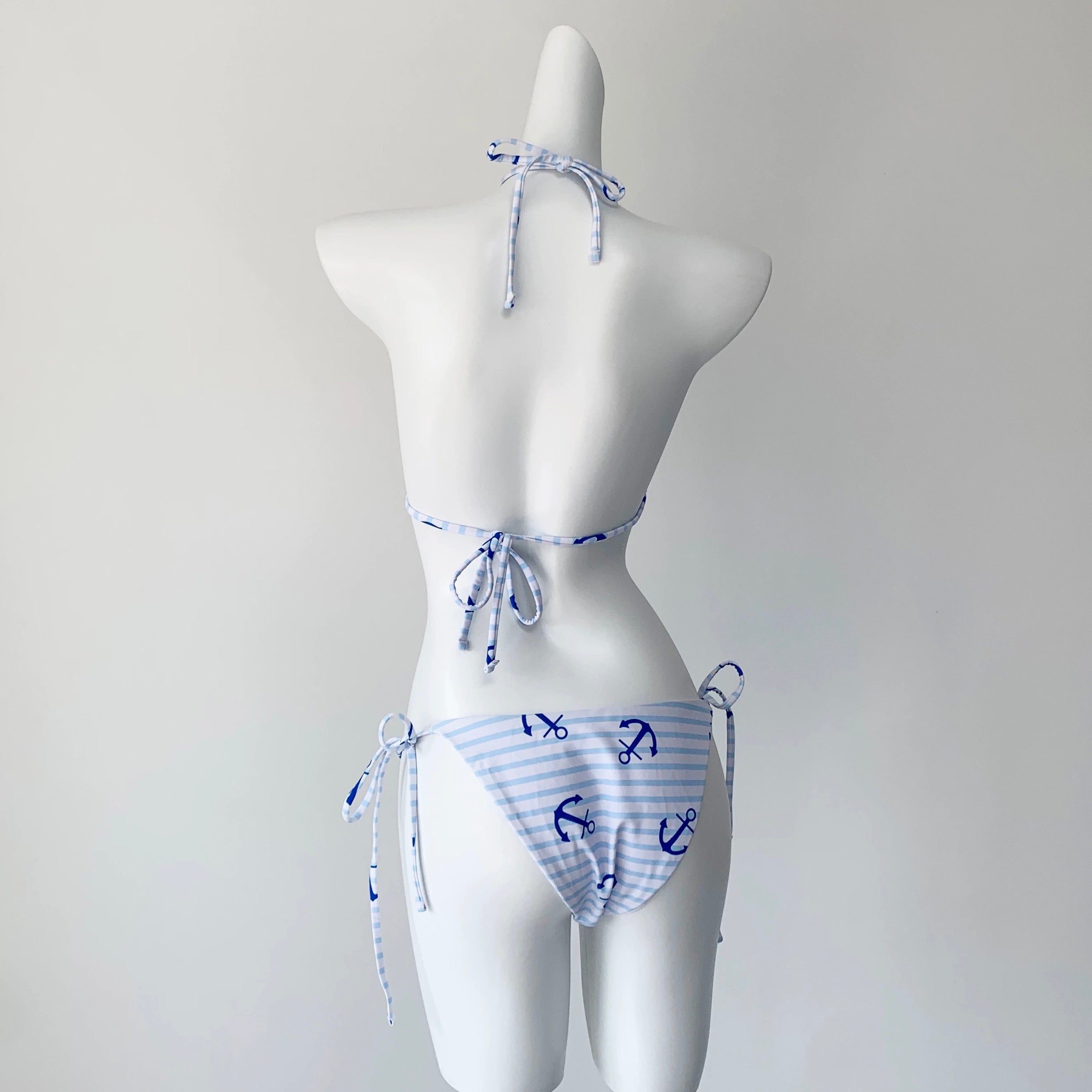 Blue Stripe Bikini BK50 Three Piece Set