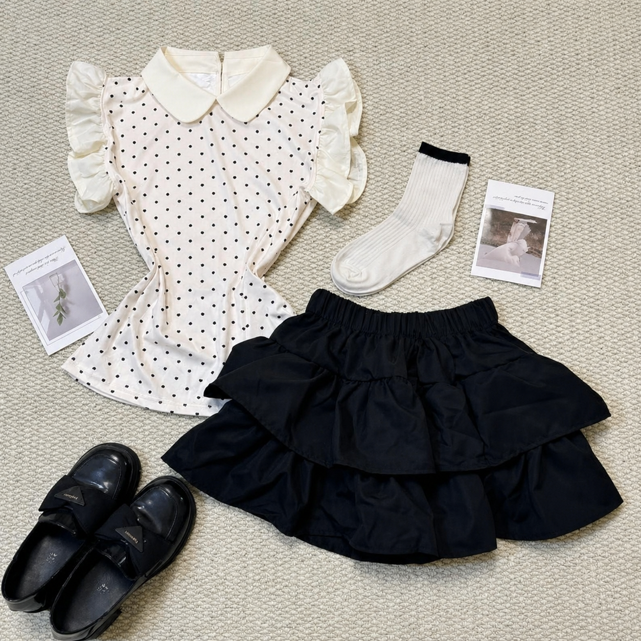Cream Top + Skort Two Piece Set