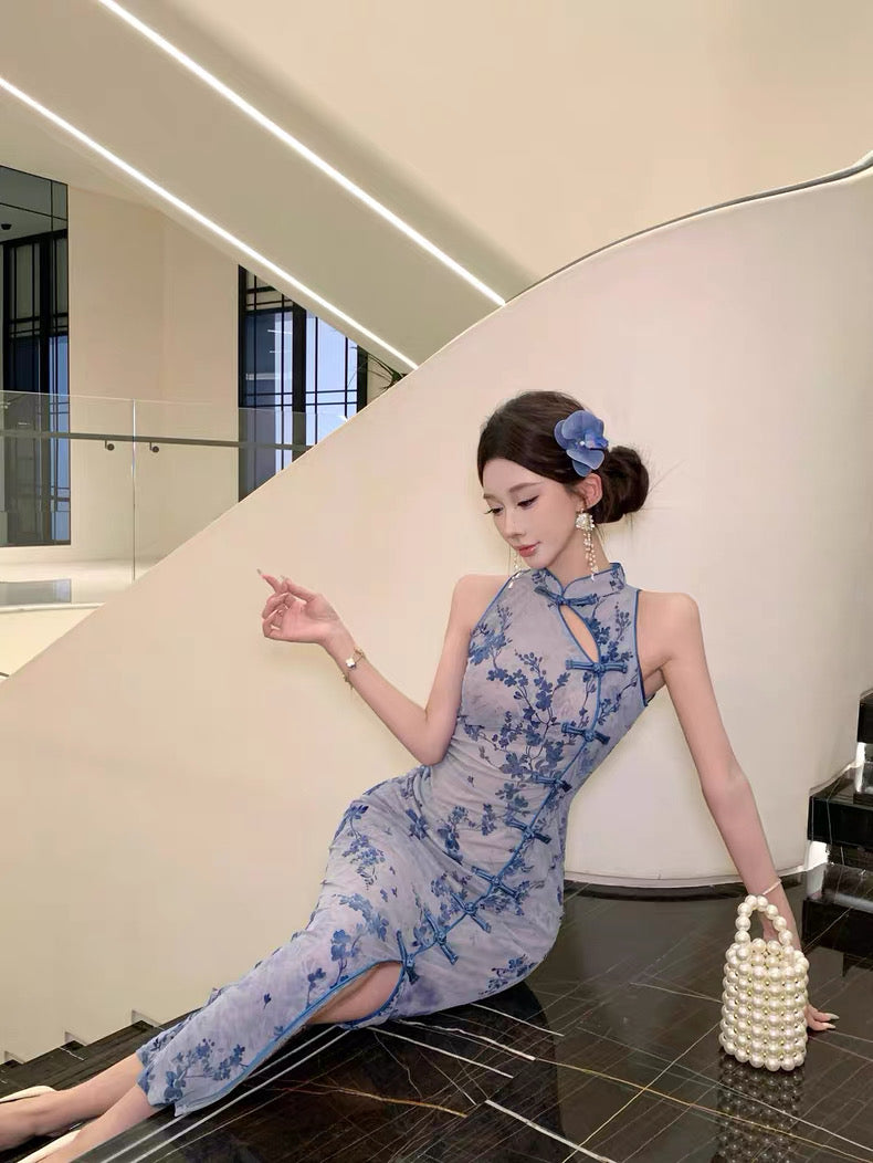 Blue Cheongsam CD042 Long Dress (S)