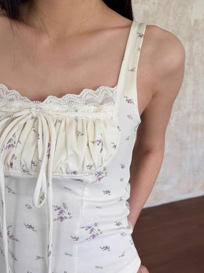 Sleeveless Lavender Beige Top
