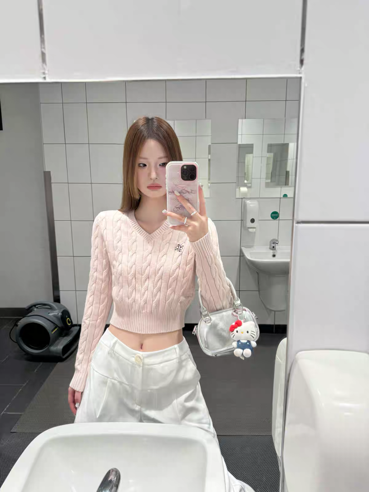Thick Pink Long Sleeve Knitted Top