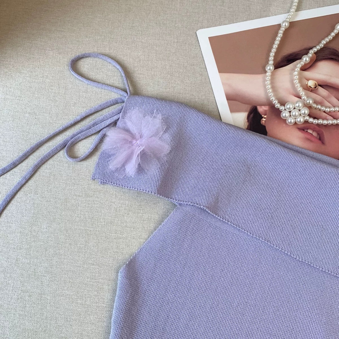 Purple Off Shoulder Knitted Top