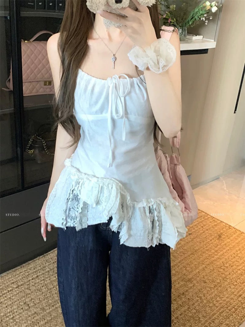 White Strap Long Inner Top