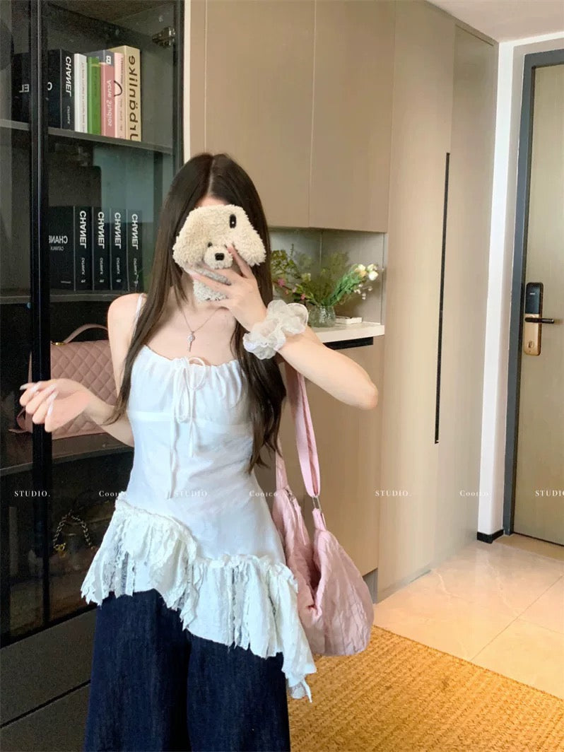 White Strap Long Inner Top