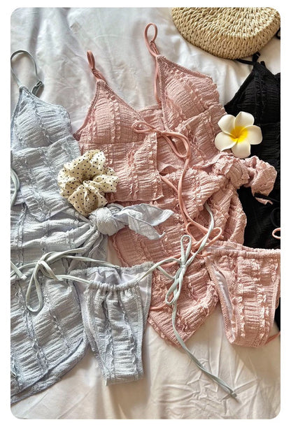 Bikini BK27 Three Piece Set (Blue, Pink, Black)