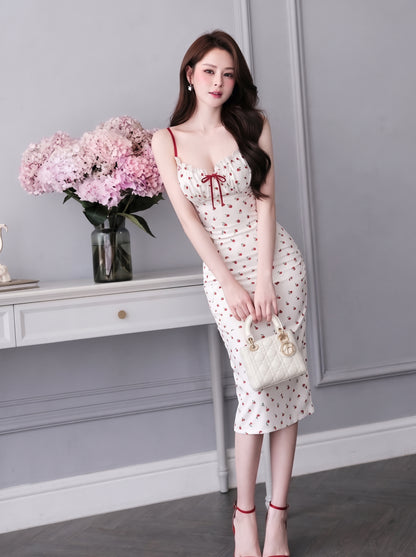 Mini Rose Cream Midi Long Dress