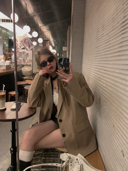 Brown Blazer Long Sleeve Jacket