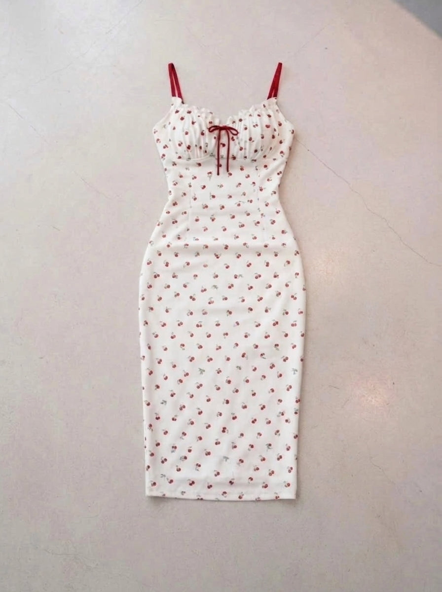 Mini Rose Cream Midi Long Dress