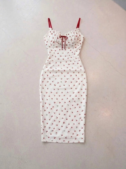 Mini Rose Cream Midi Long Dress