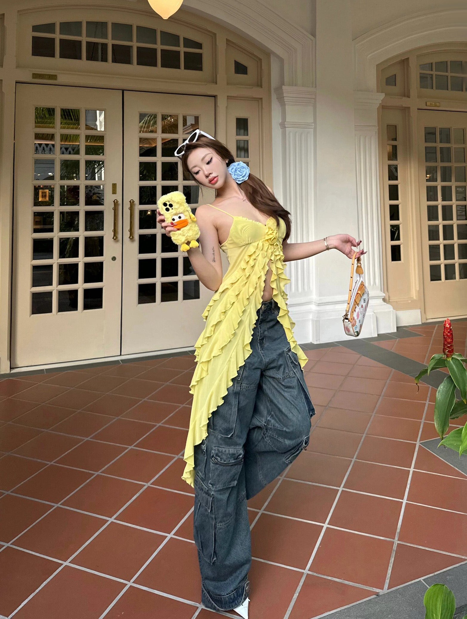 A Rose Yellow Strap Top