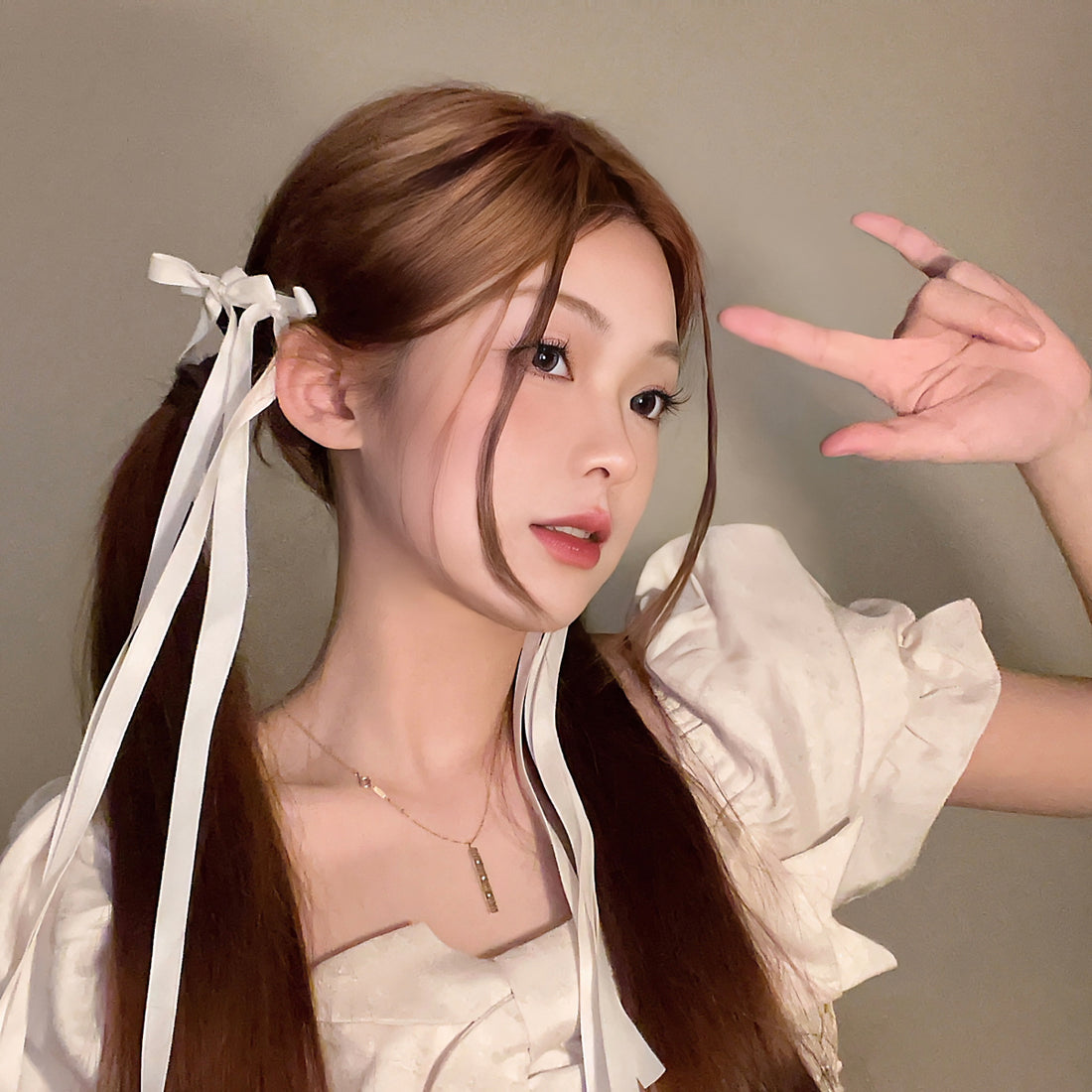 Double Long Ribbon Hair Clip Set
