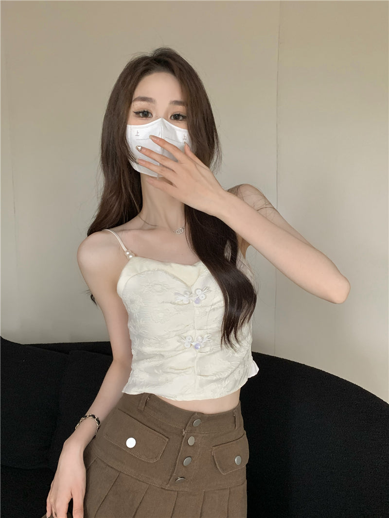Pearl Strap Cheongsam Top