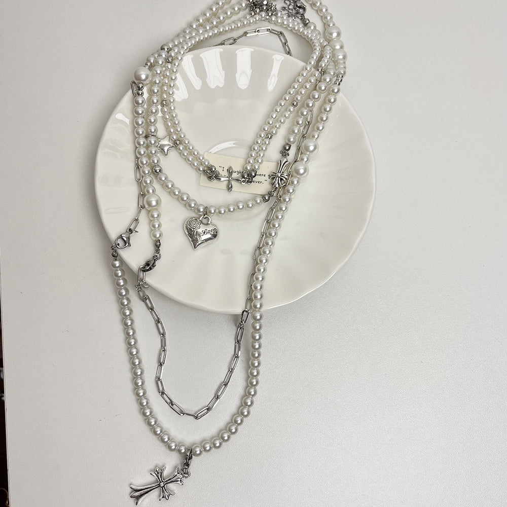 Silver Pearl Choker Necklace