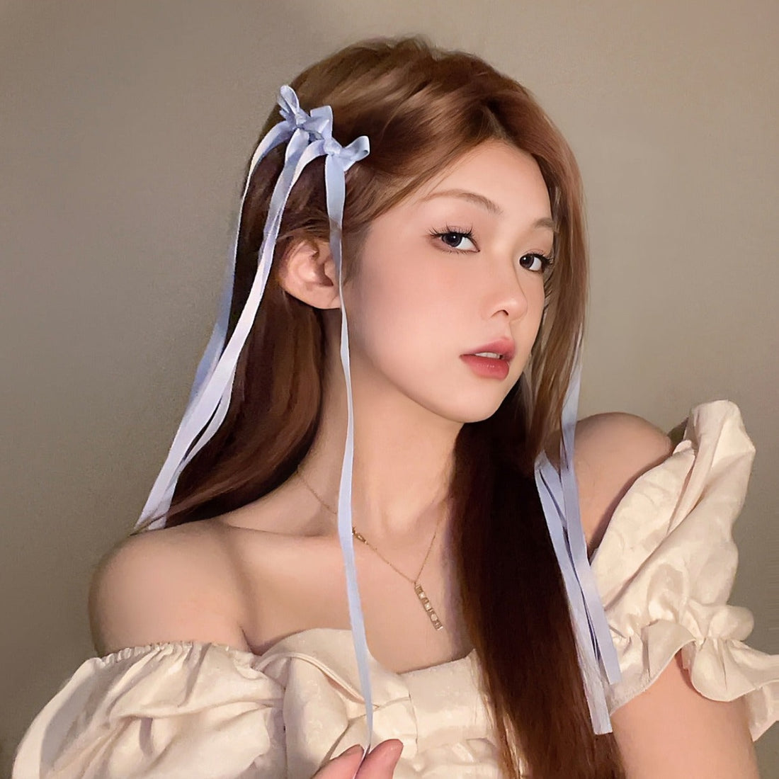 Double Long Ribbon Hair Clip Set