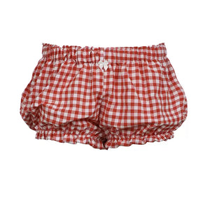 Ginham Red Low Waist Shorts