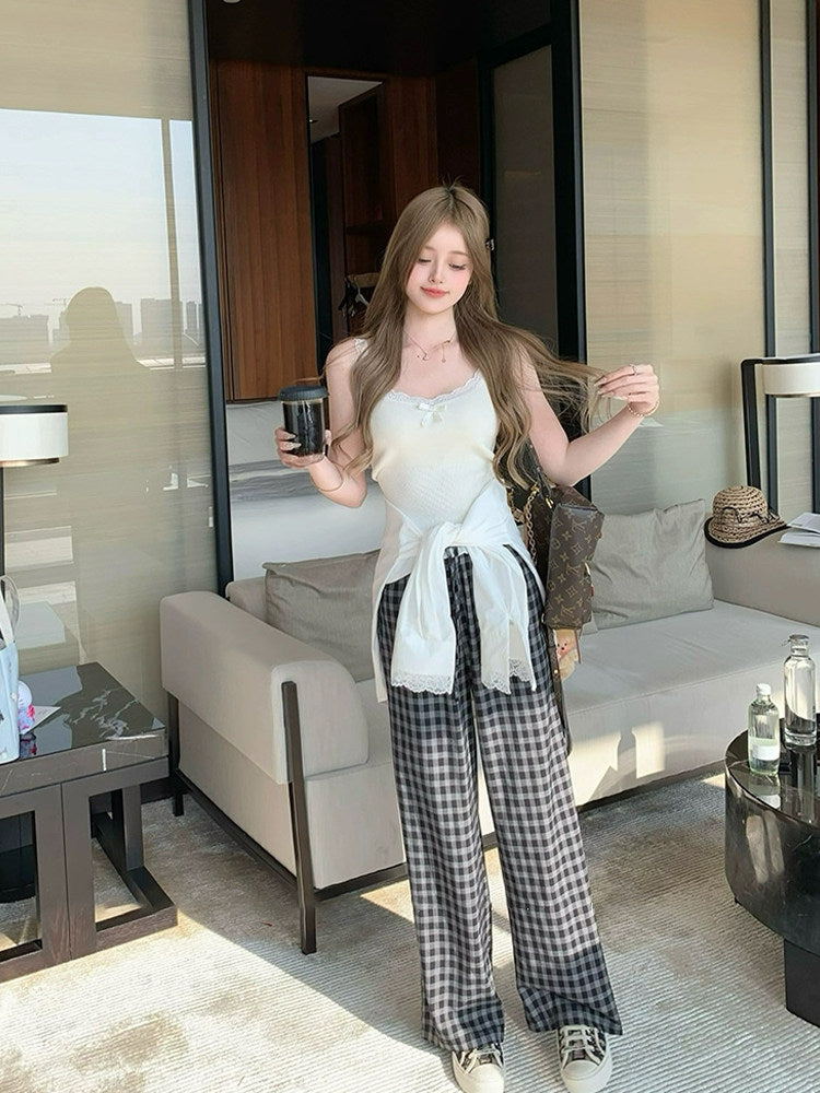 C019 Knitted Top + Cardigan Two Piece Set