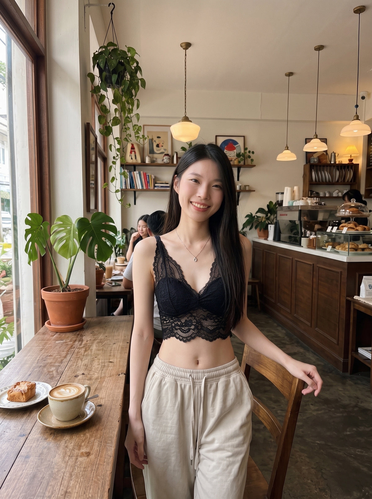 Lace Strap Inner Top (Black)