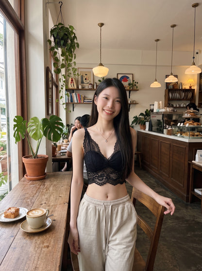 Lace Strap Inner Top (Black)