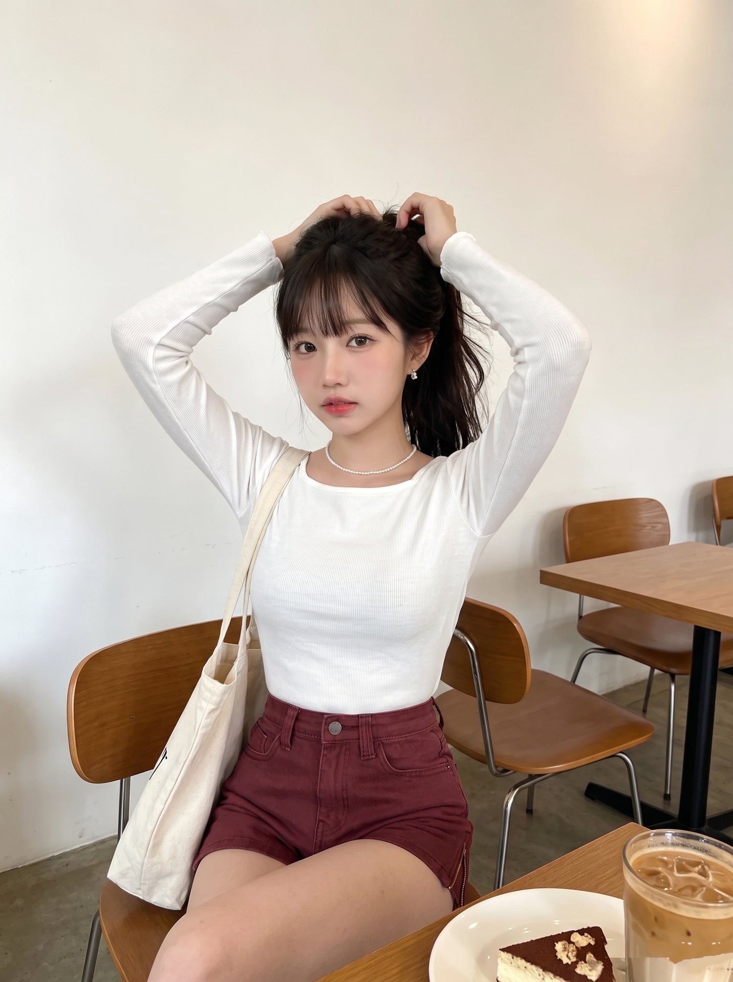 Mini Side Zip Denim Shorts (Brick Red, Black)